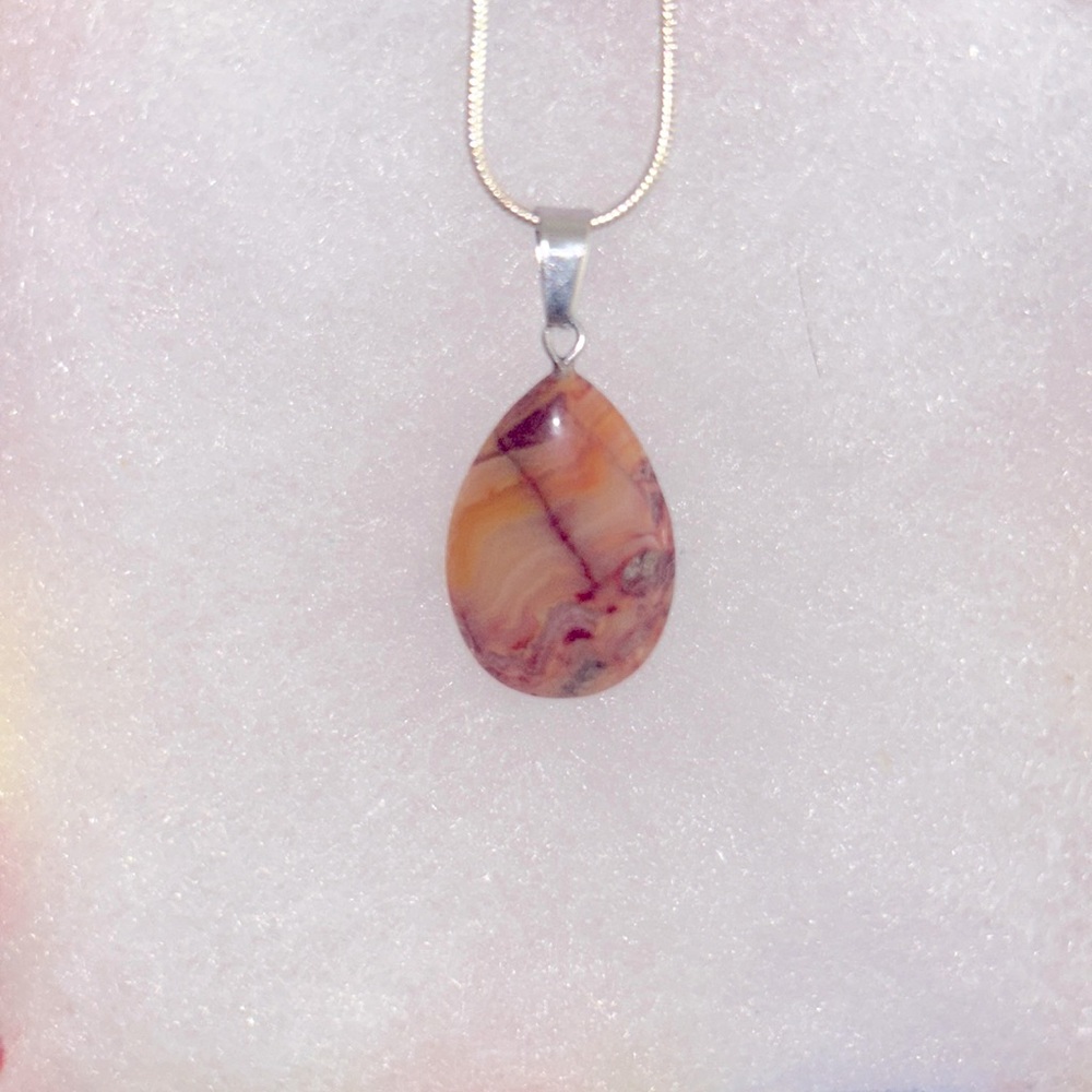 Boho hippie Agate Sterling Silver 16” Necklace